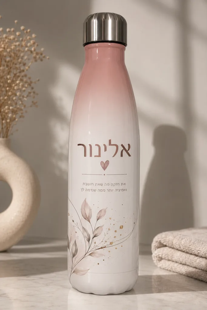 בקבוק נירוסטה לבן 500 מל עם הדפסה אישית