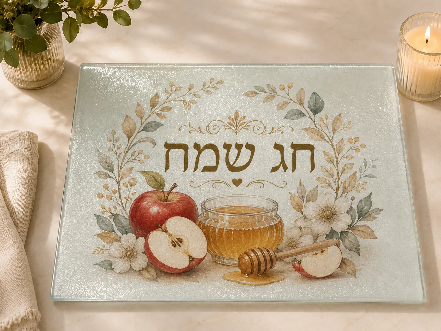מגש זכוכית בעיצוב אישי – שבת וחגים