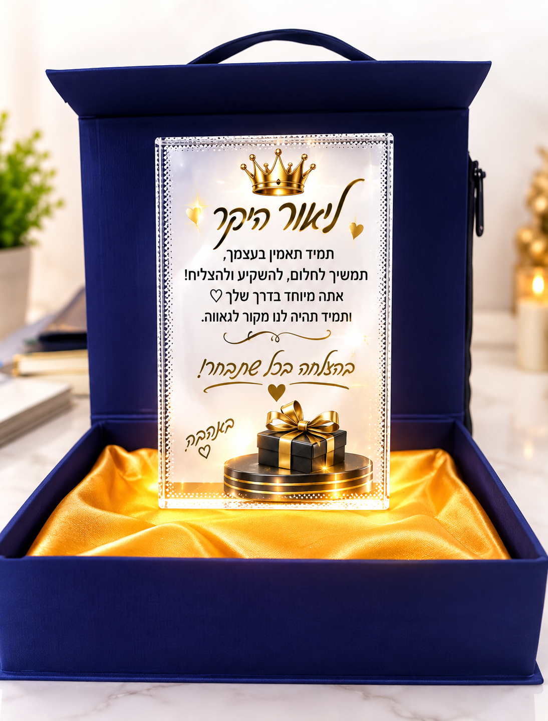 מעמד קריסטל מרובע בעיצוב אישי